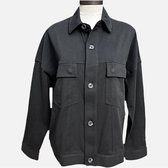 Vuori Mackenzie Jacket Medium Washed Black Cotton Shacket Chore Coat Inspo NWT - Picture 3 of 16